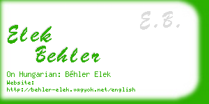 elek behler business card